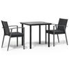 VidaXL 3-piece Garden Dining Set Cushions Braided Resin Steel 3186987