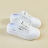 Summer White Shoes New Style of Female Students' Mesh Breathable Height-enhancing Half-plate Shoes Casual