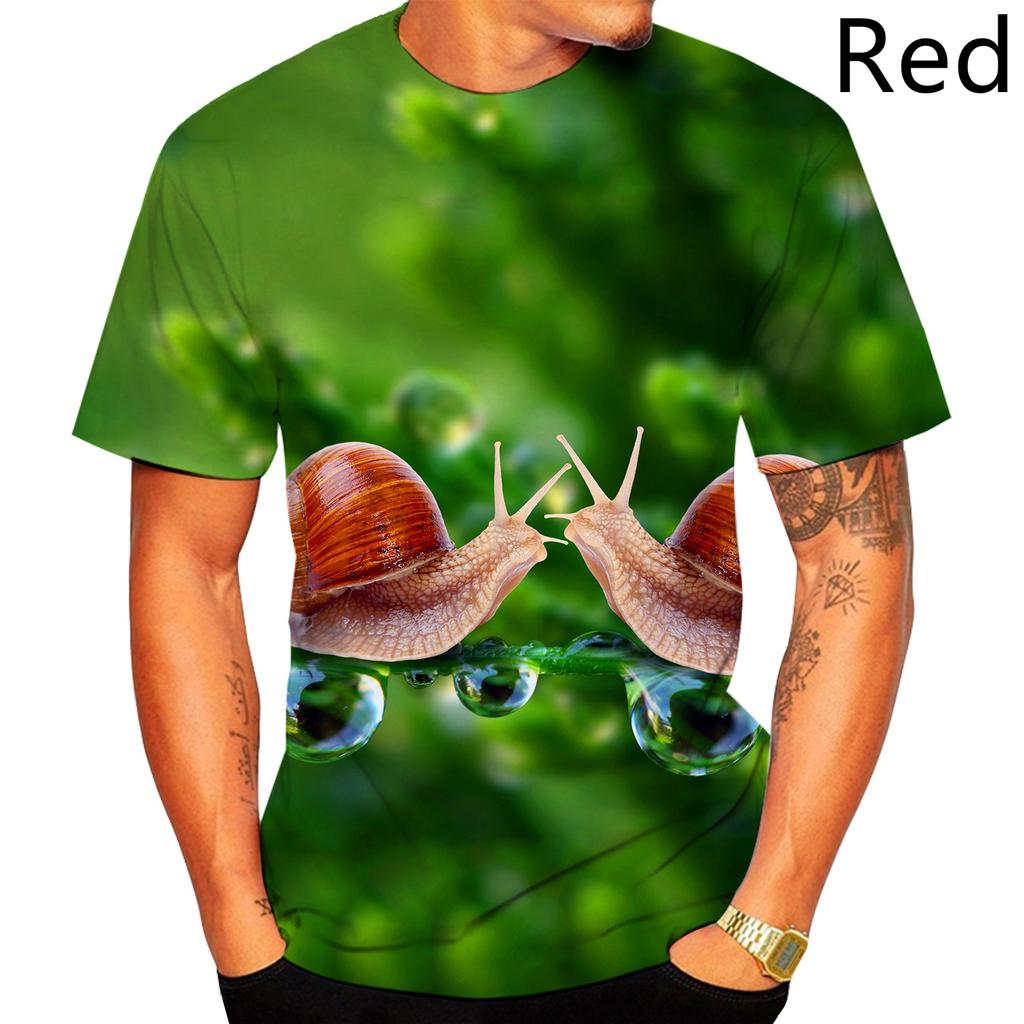 Летний топ с круглым вырезом и 3D-принтом с забавным узором улитки, модная повседневная мужская футболка с коротким рукавом
