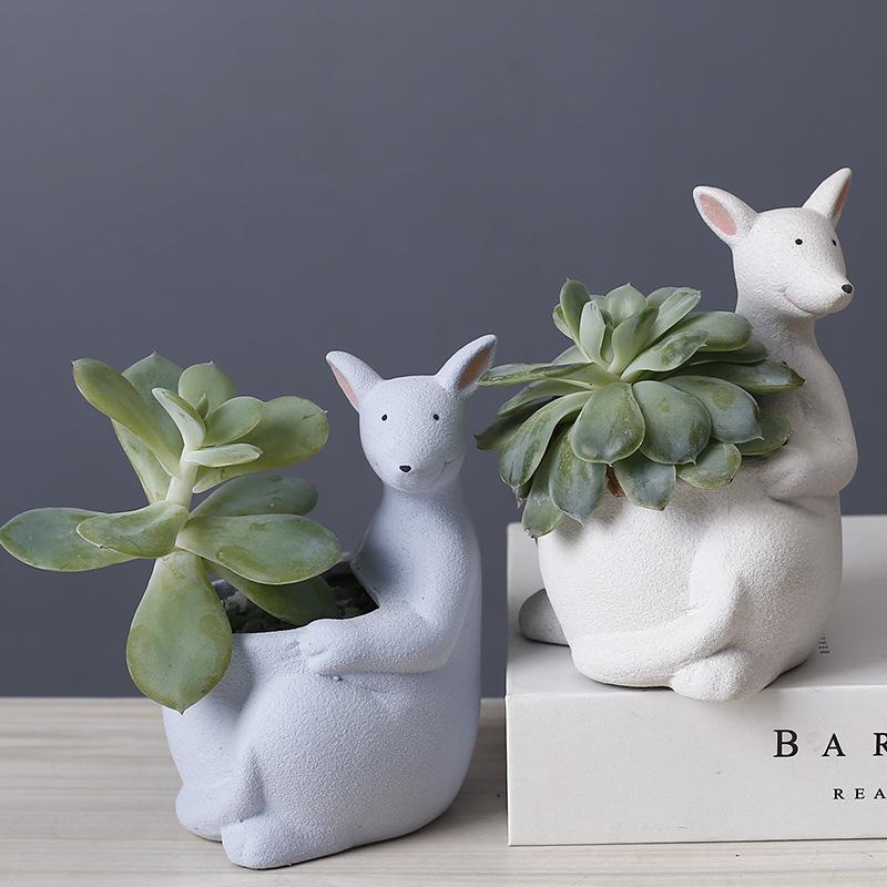 Cute Kangaroo Flower Pot Ceramics Succulent Pot Planter Home Decor Desktop Ornaments Garden Decoration Bonsai Plant Pot