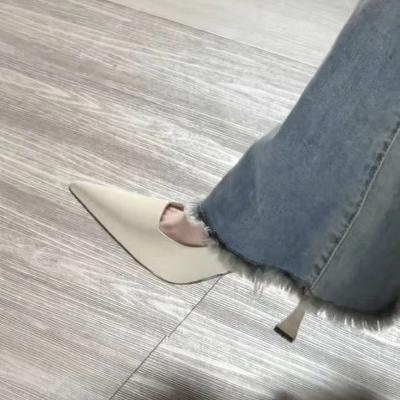 Французский ремешок сзади черные остроносые туфли на высоком каблуке весна и лето 2025 новые с юбкой туфли-лодочки сандалии женские черные