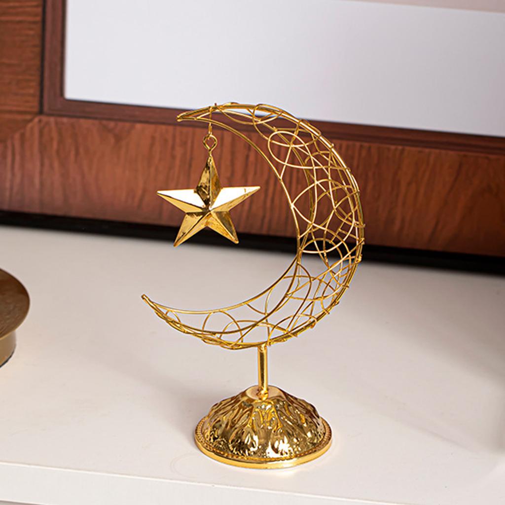 Металлический полой луны и звезды украшение с основанием для празднования Ид религиозное событие Рамадан мусульманское украшение вечеринки