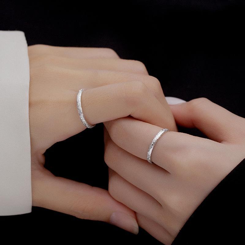 Banyan Tree S925 Frosted Starry Sky Adjustable Couple Ring