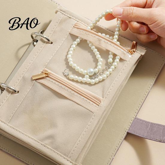 Protective Jewelry Storage Bag Book Set, PU Leather Travel Organizer, with 5 Removable Pages Soft Velvet Design, Pouch for Necklaces Rings Earrings