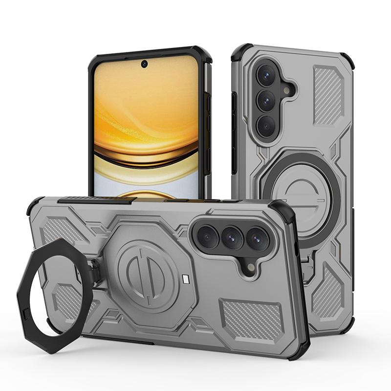 KEYSION Ударопрочный Магнитный Чехол для Samsung A57 5G A37 Силикон+ПК Вертикальная Живая Металлическая Кольцевая Подставка Задняя Крышка Телефона для Galaxy A17 4G 5G