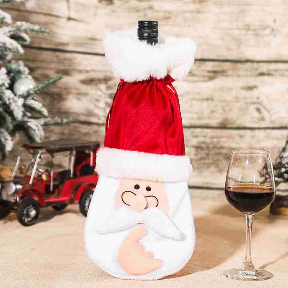 Dinner Party Table Decor Snowman Santa Claus Christmas Ornaments Bottle Dress Up Wine Bottle Cover