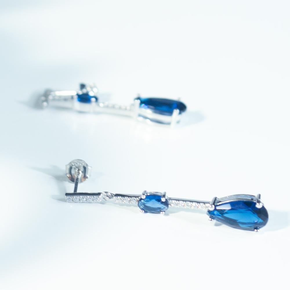 Серьги-подвески из стерлингового серебра S925 с овальным нано-сапфиром в форме капли воды, длинные, винтажные, для женщин