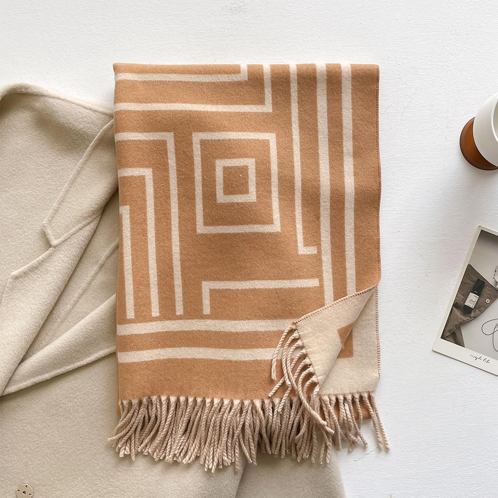 Роскошный высококачественный шарф из имитации кашемира женский толстый теплый ветрозащитный платок зимний элегантный двусторонний принт обертывание