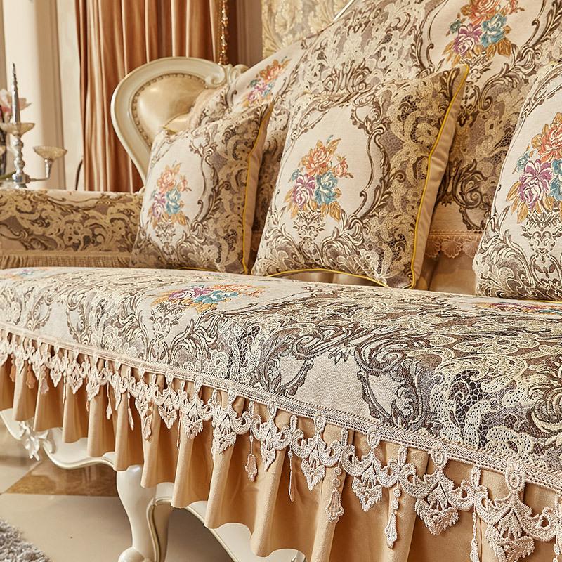 Европейский нескользящий чехол для диванной подушки, четыре сезона, универсальное полотенце для дивана, спинка, наволочка, полотенце с вышивкой, кружевное жаккардовое одеяло