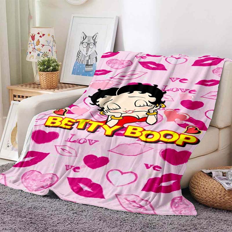 2026 new model cartoon B-Bettyy-Boopp blanket flannel sofa bed warm plush office comfortable portable gift picnic blanket