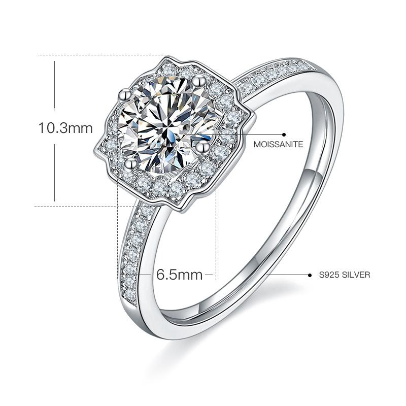 Кольцо с муассанитом S925 Посеребренное 18K Золотом Инкрустированное 1 Карат Кольцо с Муассанитом Внешняя Торговля Экспорт