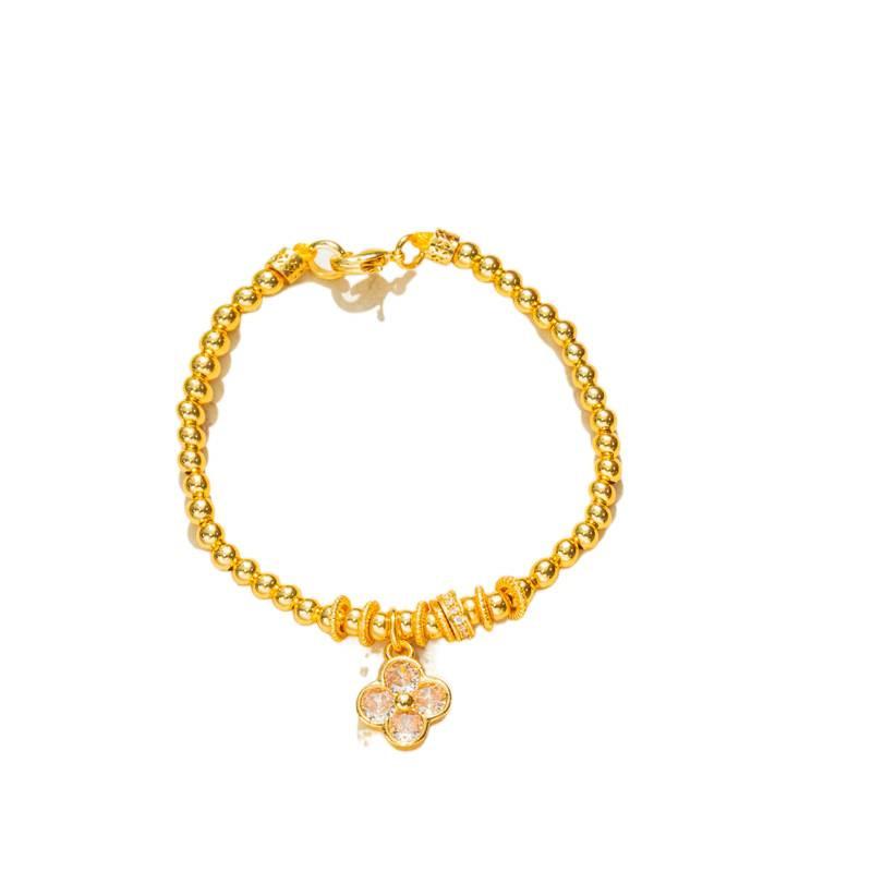 Real gold-plated zircon diamond-shaped round bracelet, simple and versatile, vintage style, light luxury, high-end feel, women's jewelry