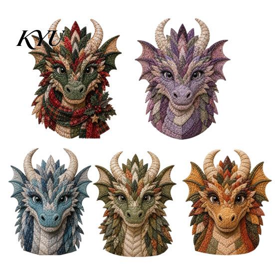 Creative Gift for Crafters Dragon Patchwork DIY Kit, Pattern Fabric Craft Modern Aesthetics Sewing Project Adults, Handmade Home Decor Professional