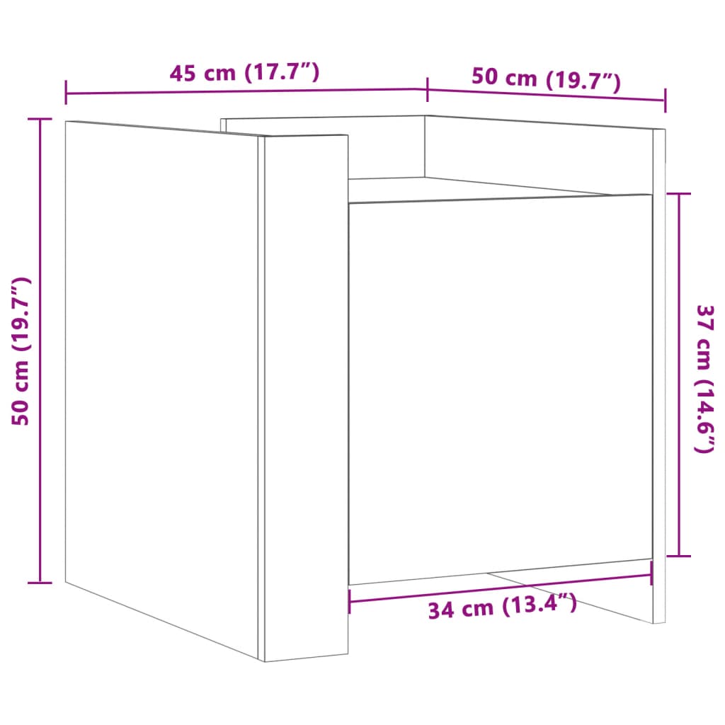 Nightstand Black 45x50x50 cm Particleboard