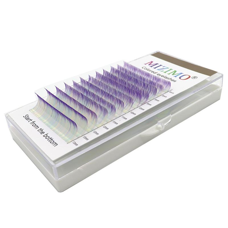 Цвет, прививка, накладные ресницы, смешанный фиолетовый, 0,07 мм, C/D, разная длина, макияж, наращивание.