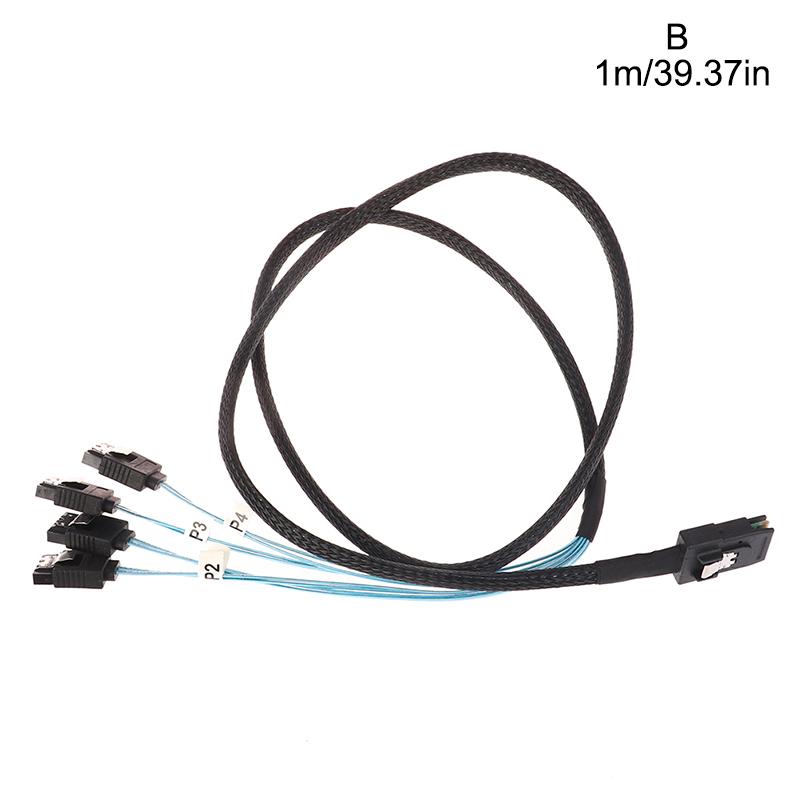 Sas Sata Cable Mini-Sas Sff-8087 To 4 Sata Cable Mini Sas 4I Sff8087 36P To 4 Sata 7P Cable 12Gbps 1/0.5M Hard Drive Data
