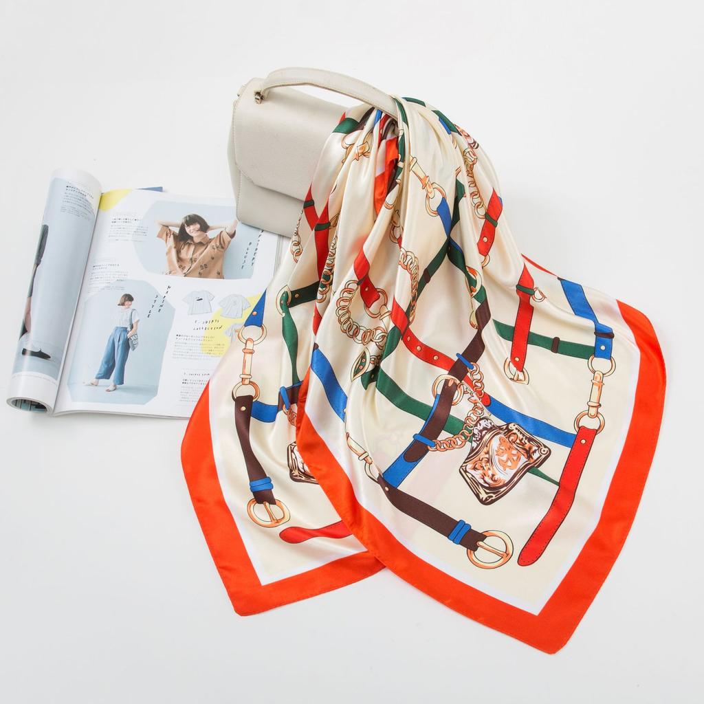 Большой квадратный шарф из искусственного шелка 90 см. Шелковый шарф женский. Новинка 2024 года. Весенние и осенние модели зарубежной модной рубашки. Большой квадратный шарф. Материнский шарф.