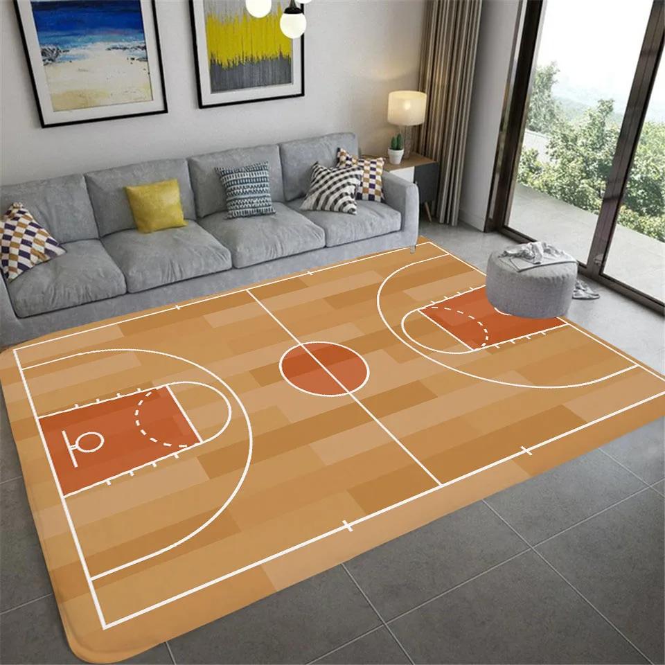 Basketball Court Carpet Basketball Area Rug for Bedroom Bedside Living Room Sofa Table Sport Theme Floor Mat Ball Games Doormat