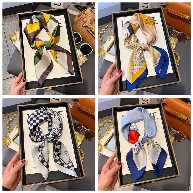 70*70cm Silk Shawl Square Printed Scarf Women Satin Neck Hair Band Soft Neckerchife Kerchief Bandana Foulard