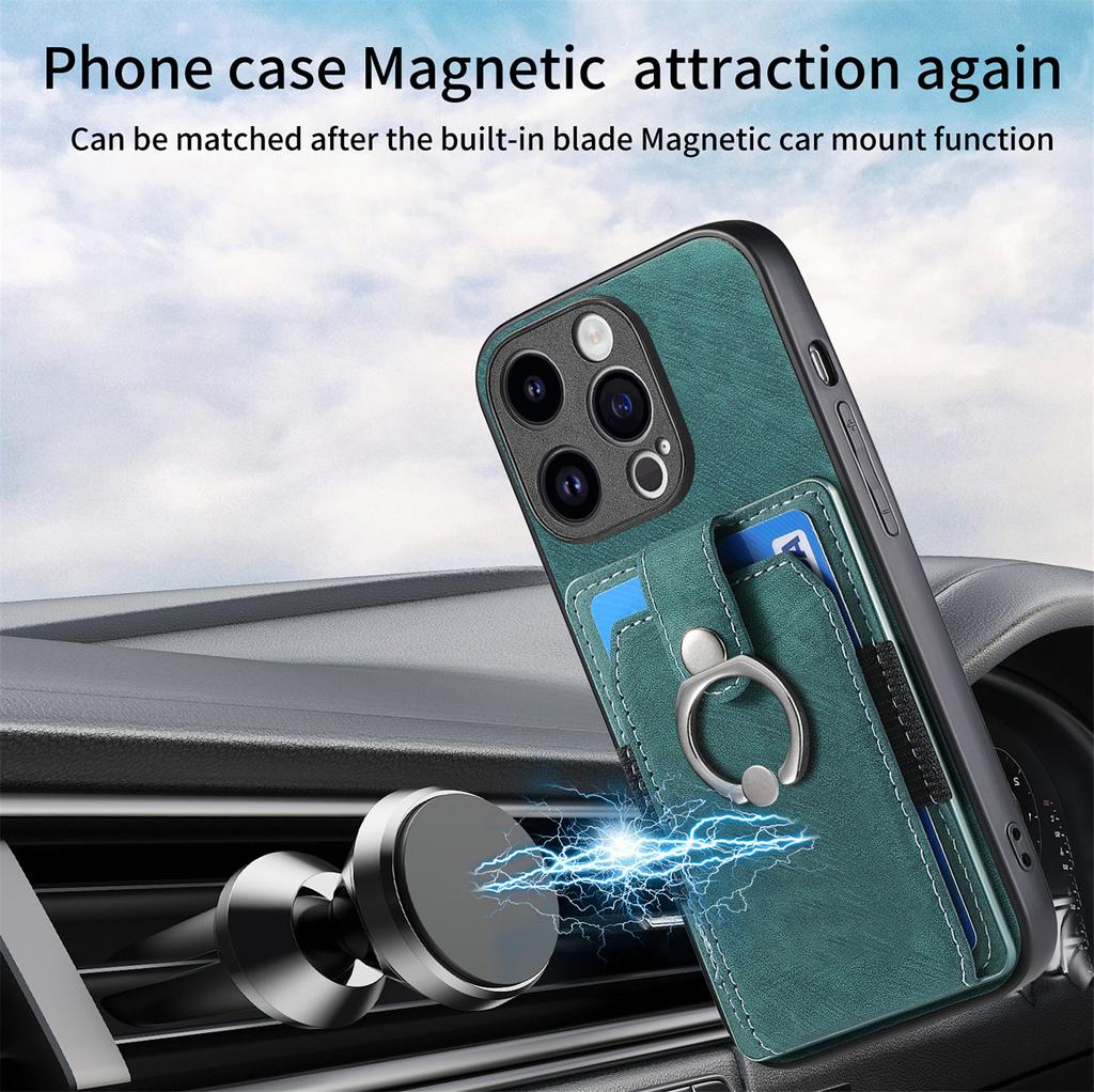 PU Leather Magnetic Card Wallet Ring Holder Phone Case for iPhone 15 14 Plus 13 12 11 Pro XSMAX for Samsung S23 S22 S21 Ultra Plus A05 A14 A54 A13 A53