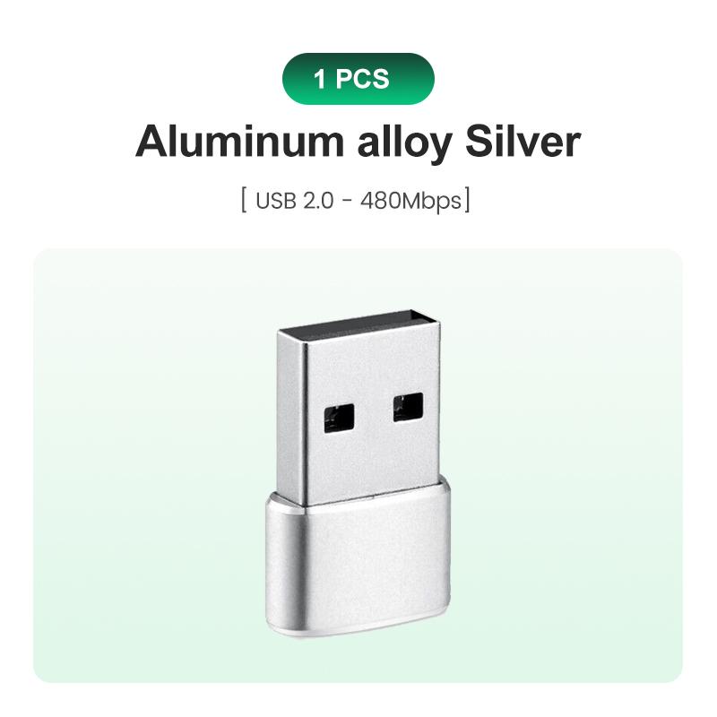 USB C Adapter Aluminum Alloy Shell USB 2.0 Male to USB 3.1 Type C Female Type-C Adapter for Laptop Samsung Xiaomi 10 Earphone