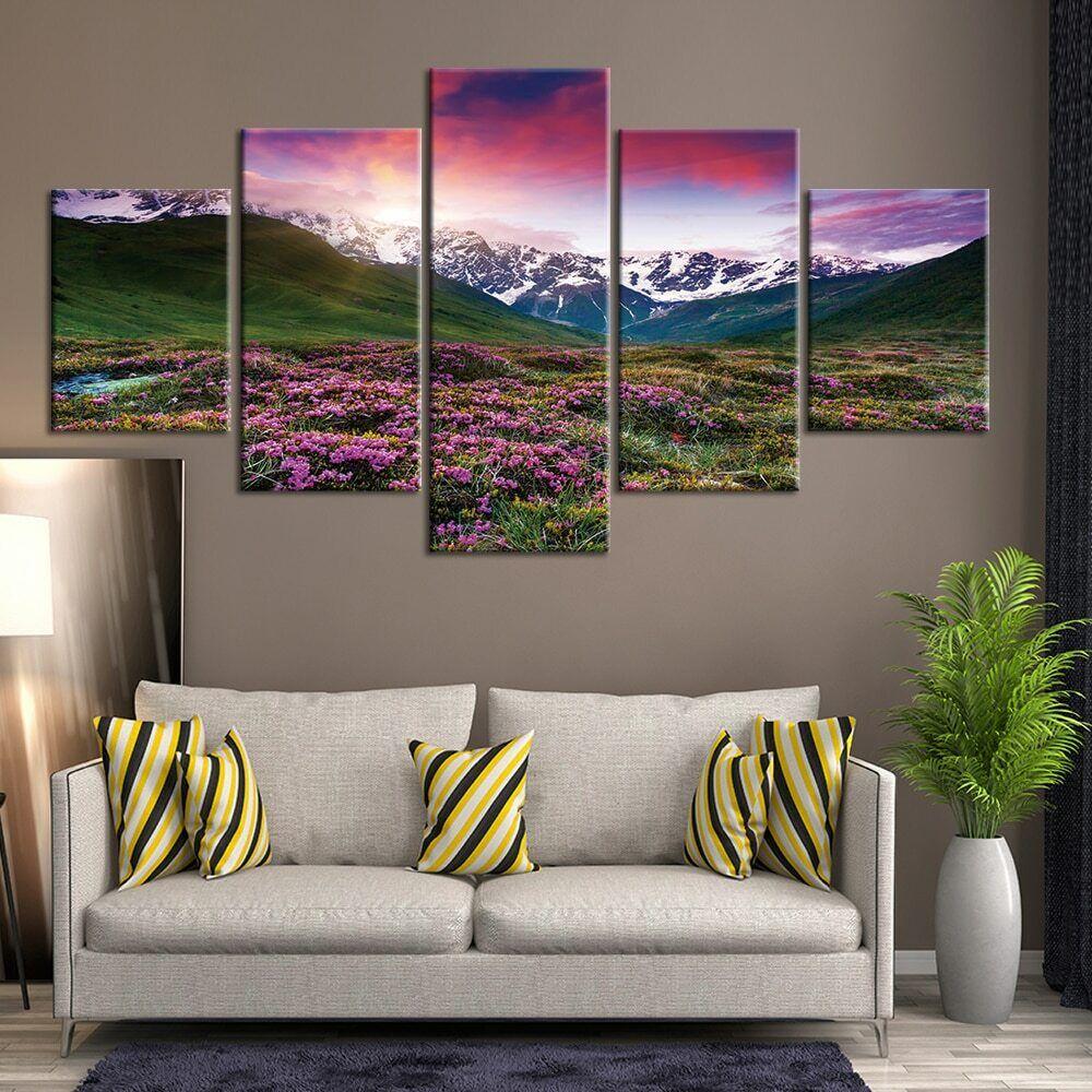 5Pcs Snow Mountain Landscape Decor Canvas Picture Wall Art HD Print Paintings Abstract Pictures Poster Home Decor 5 Pieces