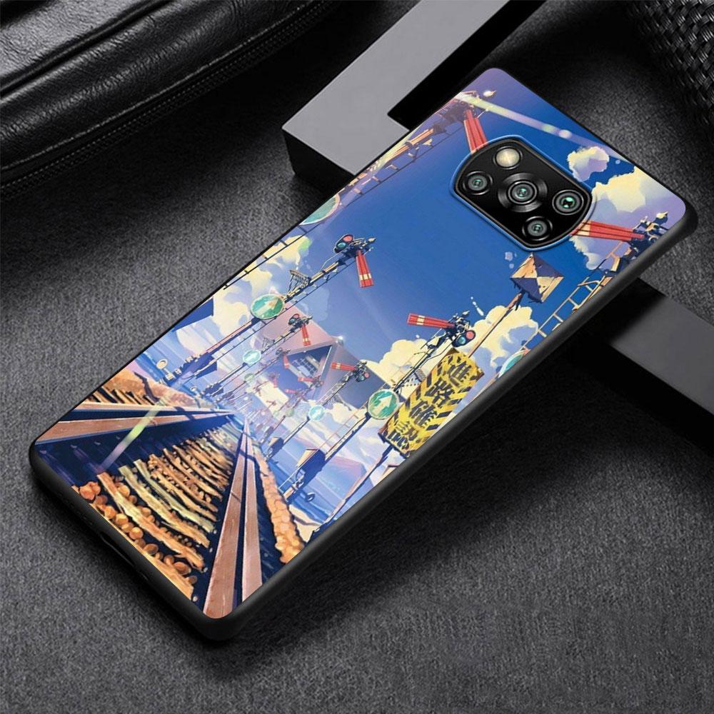 Чехол с японским аниме-пейзажем для Xiaomi Poco X3 NFC X5 F4 F3 M4 Pro X4 GT M5s M5 Pocophone F1 M3 Black Phone Cover