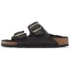 Женские Birkenstock Arizona с овчиной, черные, узкие 1030304