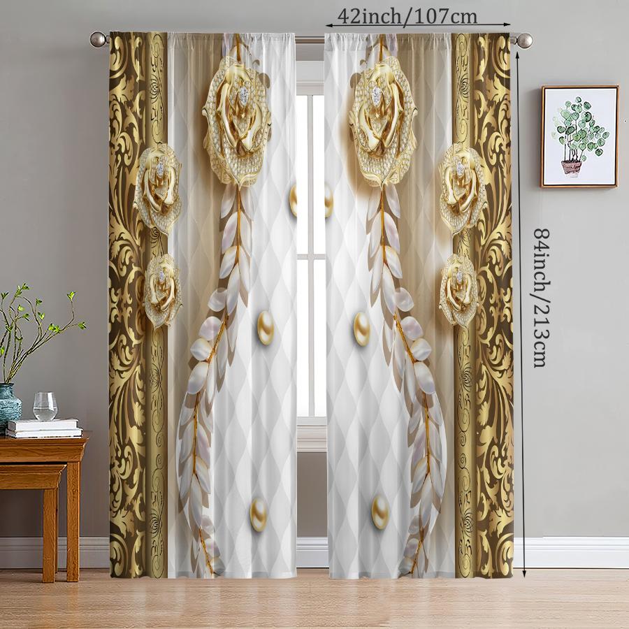 Набор из 2 штор с принтом в виде павлиньих перьев Рождественские украшения Штора для комнаты дома Полиэстер