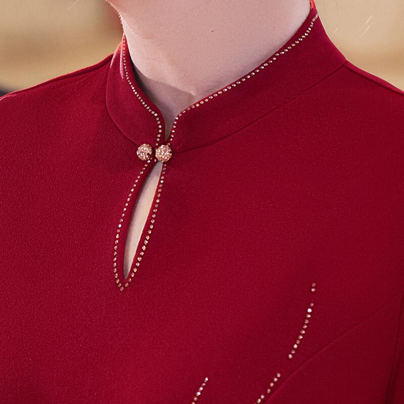 Элегантное китайское платье ципао с коротким рукавом для мам