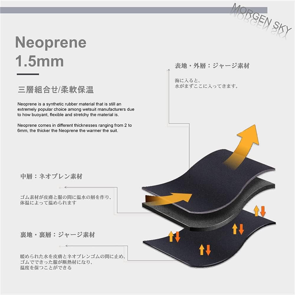 MORGEN SKY Wetsuit Inner Long Sleeve Neoprene Material Warmth Cold Protection Diving Surfing Long Sleeve Fishing MY064 Men's 1.5mm (2XL)