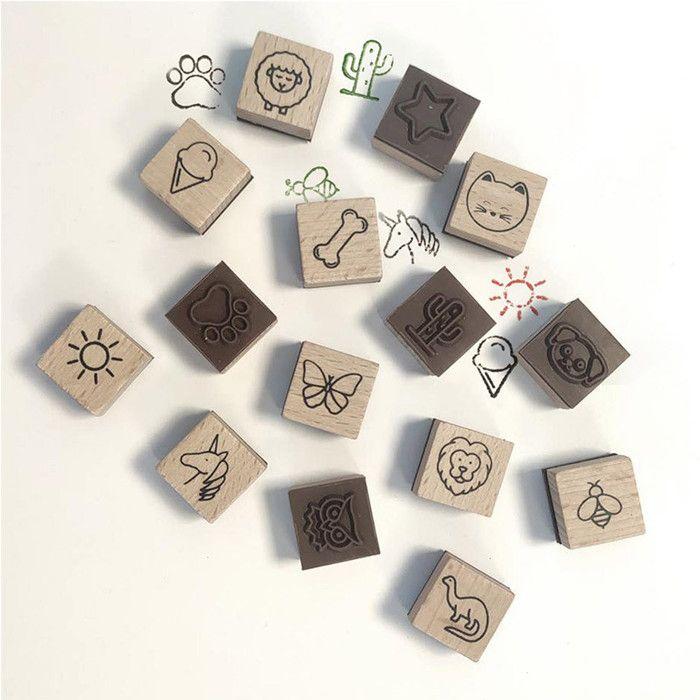 Tampons en bois Alphabet 1 cm + 2 encreurs