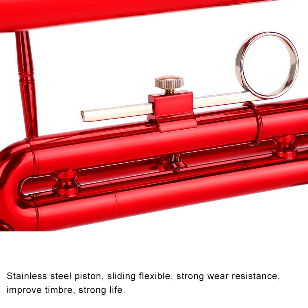 Духовой музыкальный инструмент труба с набором вспомогательных инструментов (красный)