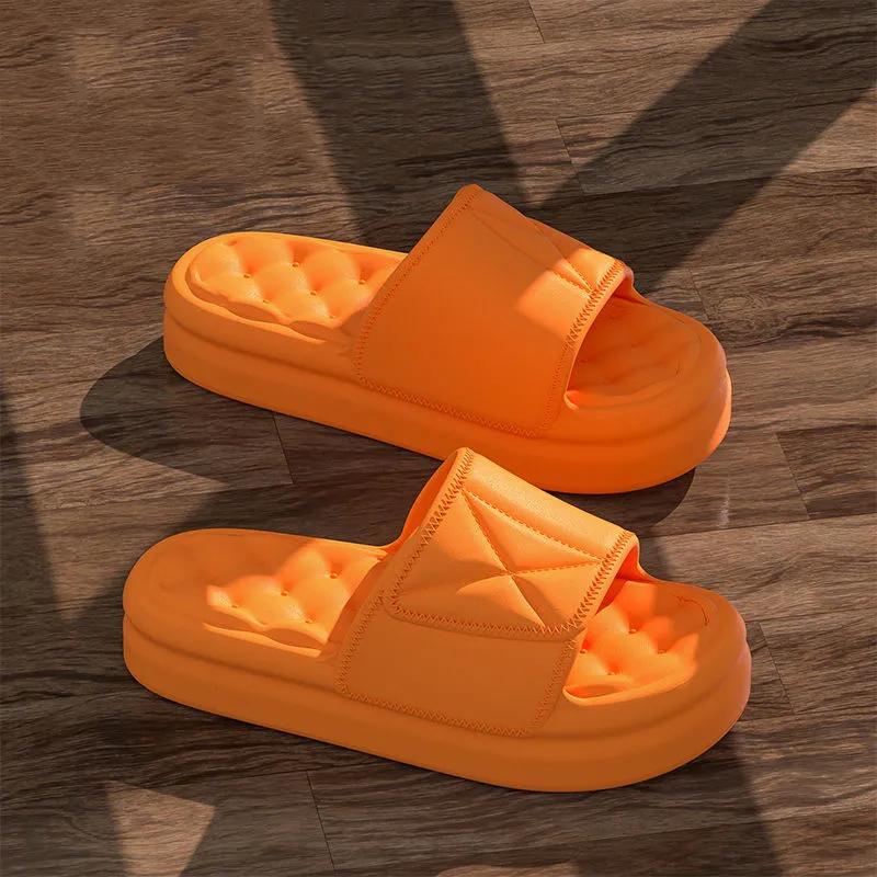 Женские тапочки из ЭВА с круглым носком и открытым носком, лето 2023, нескользящая удобная пляжная обувь, модельерская домашняя обувь на платформе для ванной комнаты