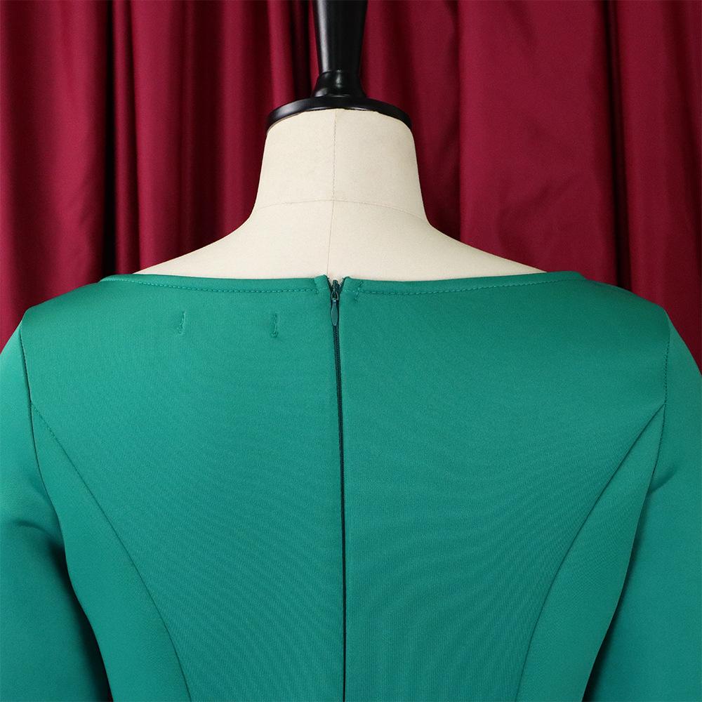 Большой размер, женское летнее модное однотонное платье с круглым воротником, женское элегантное цельное свободное платье