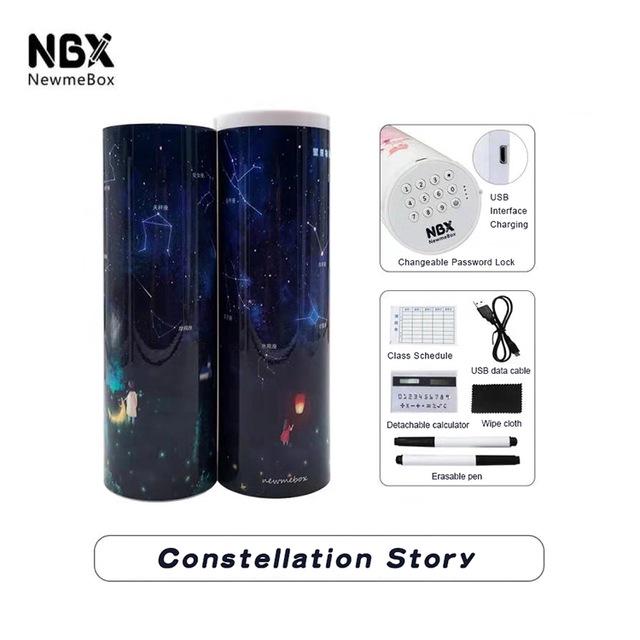 Большой пластиковый пенал с кодовым замком и мультяшным принтом для школьных канцелярских принадлежностей