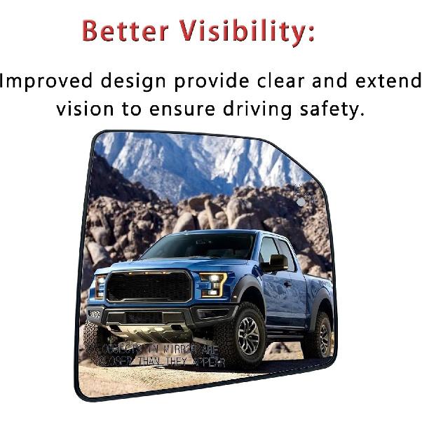 Passenger Side Heated Mirror Glass Replacement For Ford F150 2015 2016 2017 2018 - For Ford F150 Power Side Mirror With Blind Spot Detection System
