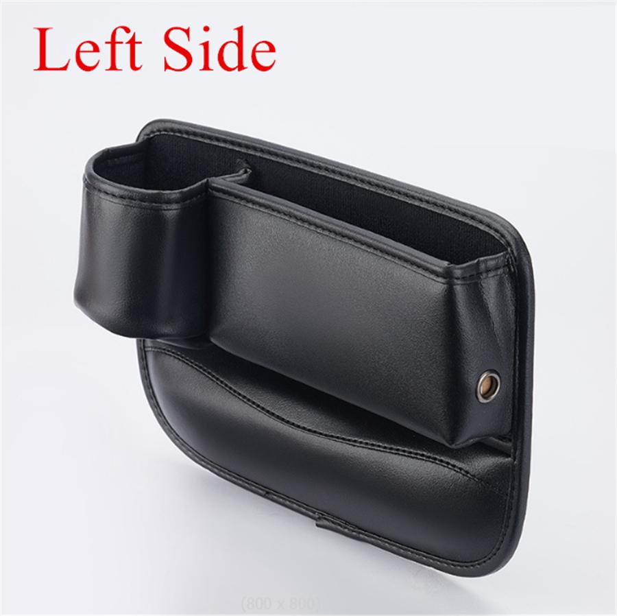 Black PU Leather Left Car Seat Gap Catcher Crevice Filler Storage Box Organizer