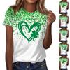 Women's  Casual Short Sleeve Shirts Fashion St Patrick's Print Tunic Tops With Pockets