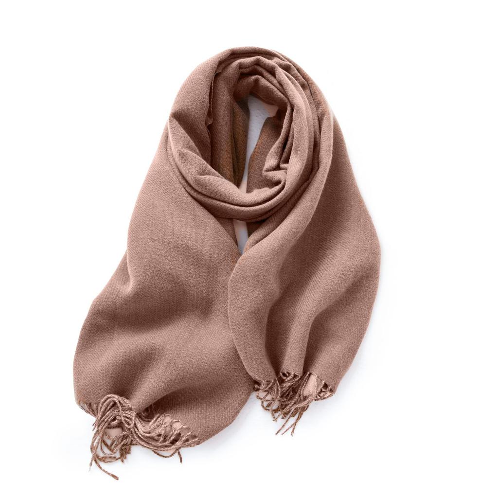 Double-Sided Solid Color Macaron Scarf For Women, Imitation Cashmere Tassel To Keep Warm In Winter