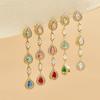 Novirassine Gradient Teardrop Dangle Earrings Set 18K Gold Plated Stainless Steel Gemstone CZ Halo Dainty Jewelry for Women