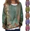 Women's Casual Fashion Vintage Printed Long Sleeve O-Neck Sweatshirt Layer Pullover Top
