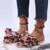 Women Slippers Winter Shoes For Woman Home Slippers Faux Fur Slippers Leopard Print Bow Decoration Shoes Size 36 -41