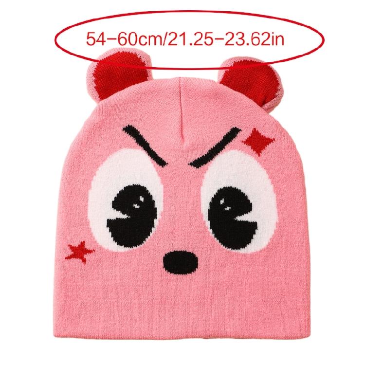 Women Knit Beanie Warm Ear Protector Hat Teens Jacquard Hat with Small Ear