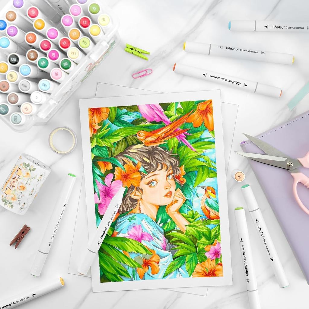 Ohuhu Marker Art Marker Pen 116 цветов 117 штук маркер ручка иллюстрации маркер кисточка наконечник акварельная ручка чернила яркие иллюстрации блокнот картина