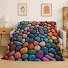 Retro Cobblestone Road Stone Pebbles Flannel Blanket Soft Throw Blanket for Bedroom Living Room Bed Travel Camping Picnic Nap