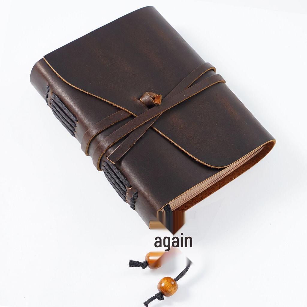 Retro Traveler's Genuine Cowhide Leather Loose-leaf Notebook - Magic Diary and Notepad