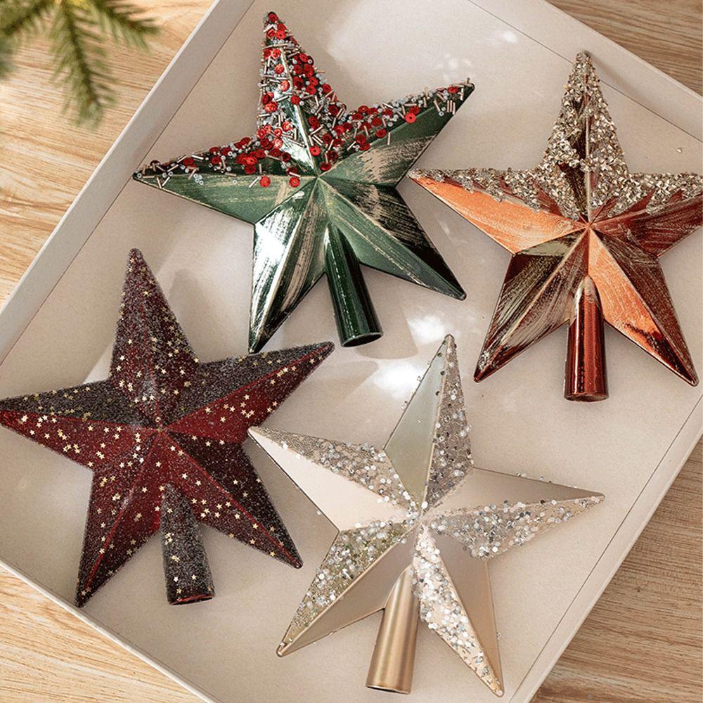 Блестящий рождественский топ с пентаграммой, пластиковое украшение для рождественской елки, отель, торговый центр