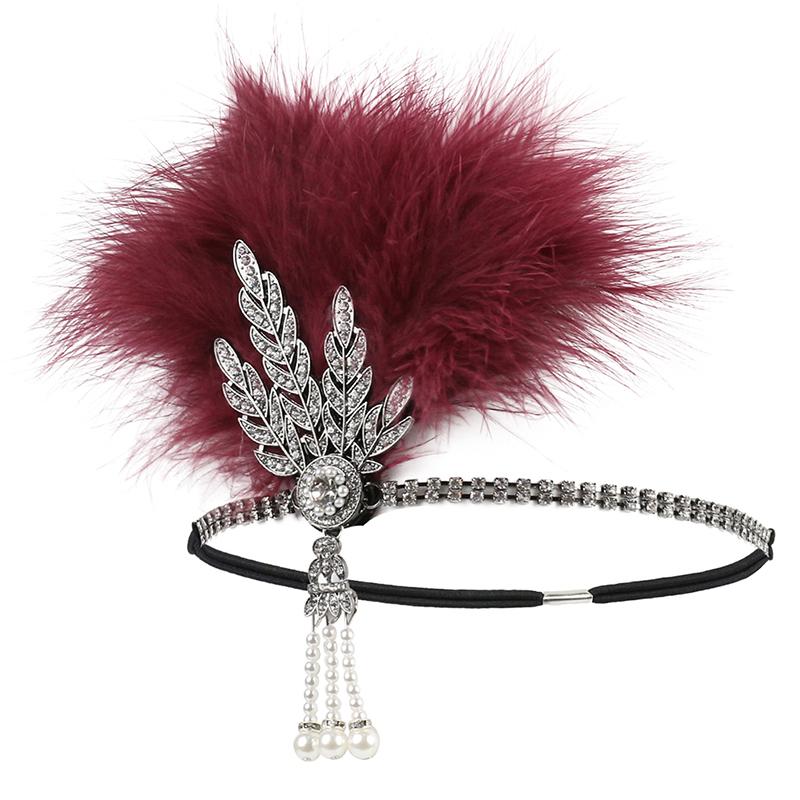 Hairband Headpiece Feather Flapper Headband Headdress Vintage Costume Party Hairband For Women Feather Headpiece