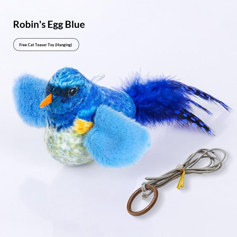 Electric Simulated Bird Cat Toy with Realistic Sound Touch Activated USB Rechargeable Bird Toy with Catnip Bag for Cats